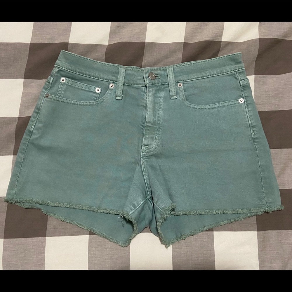 Sea foam green denim shorts